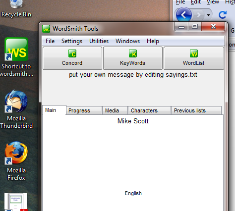 WordSmith running on Win 7